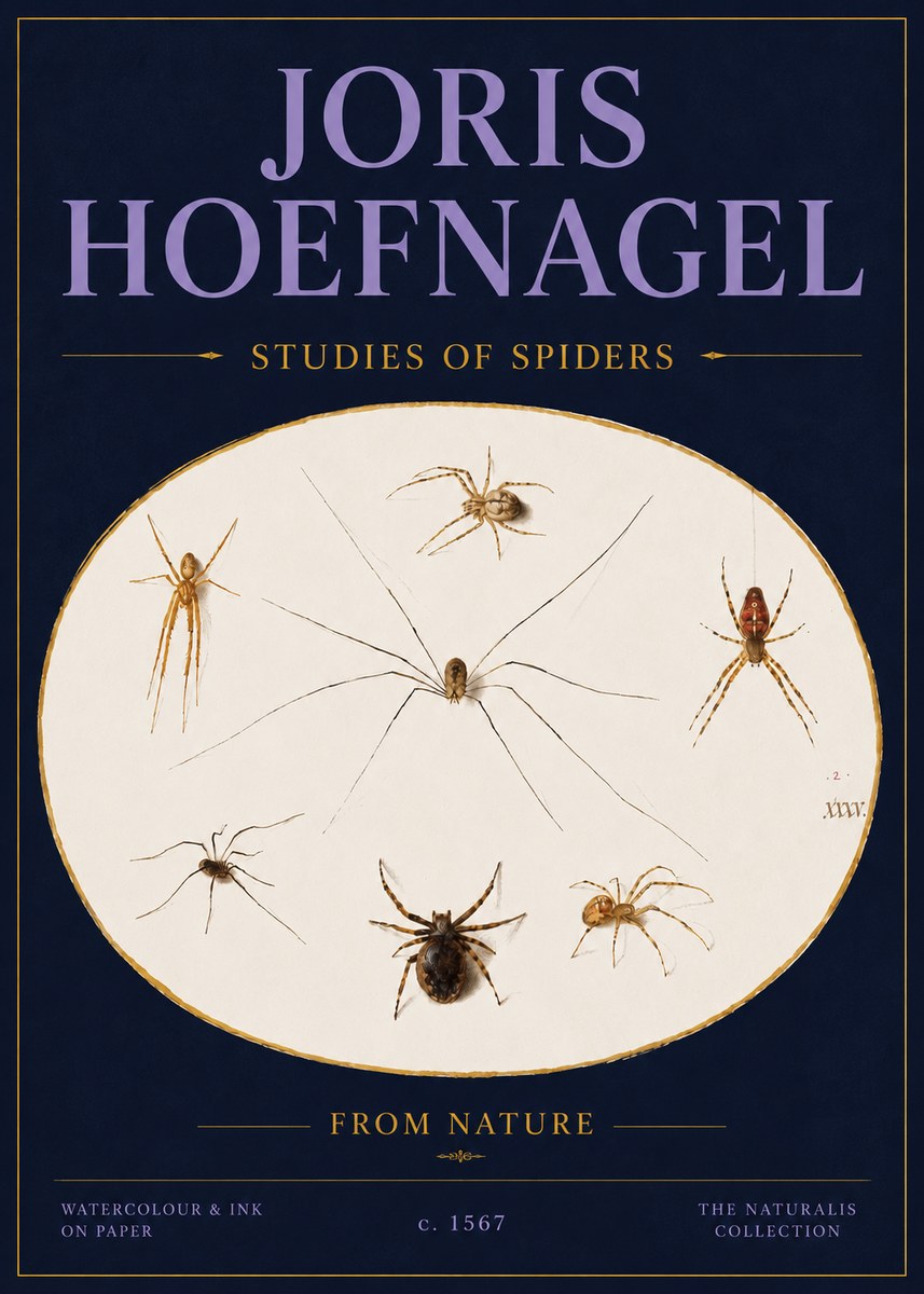 Joris Hoefnagel Studies of Spiders from Nature No4 - Póster