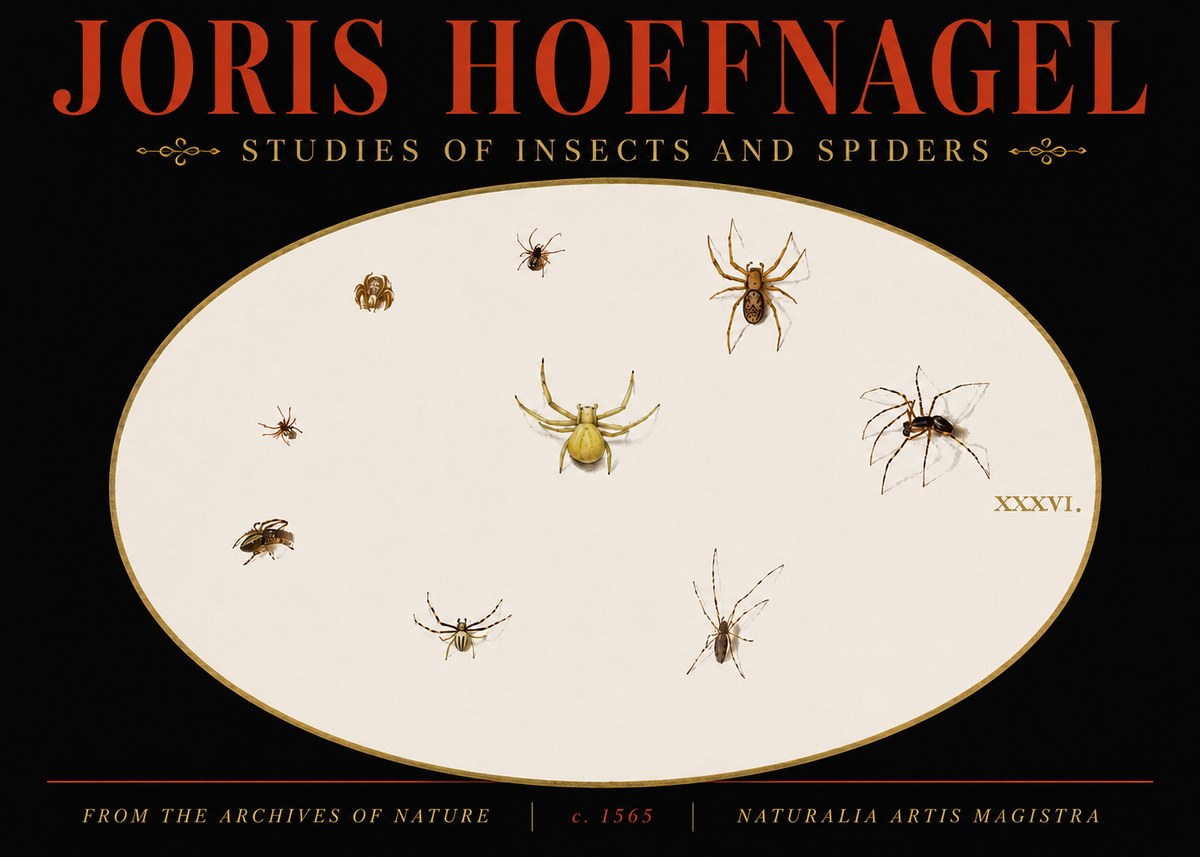 Joris Hoefnagel Studies of Insects and Spiders No5 - Póster