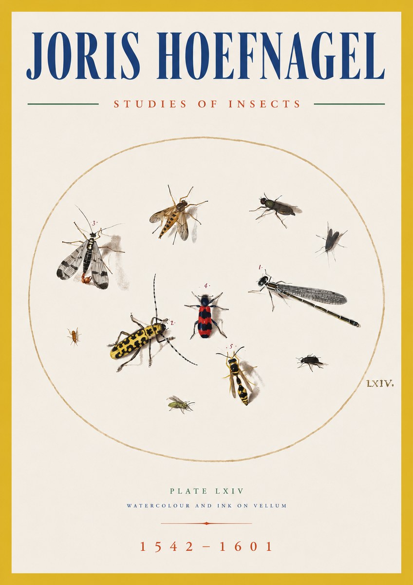 Joris Hoefnagel Studies of Insects - Plate Lxiv No5 - Póster