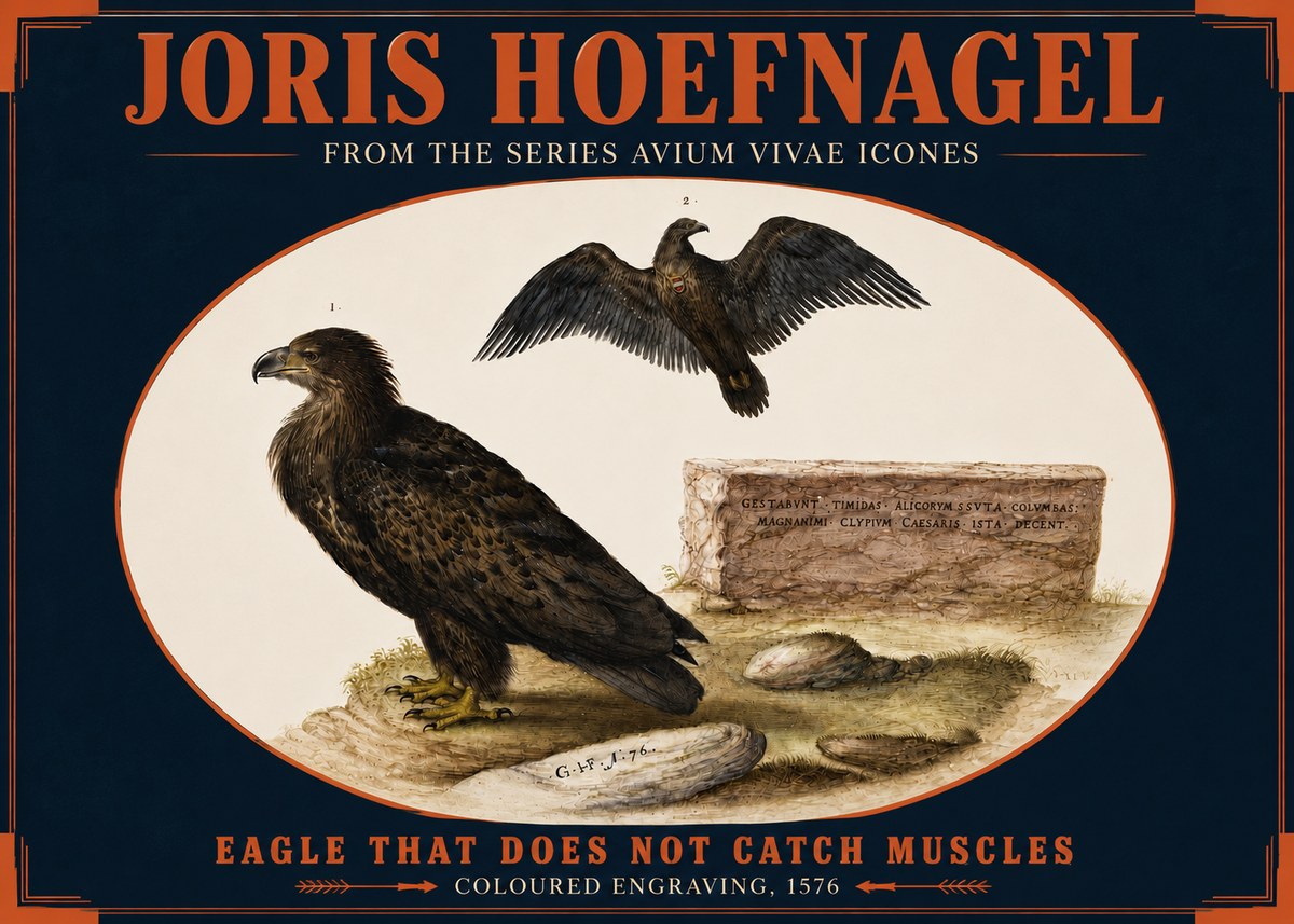 Joris Hoefnagel Eagle That Does Not Catch Muscles No4 - Póster