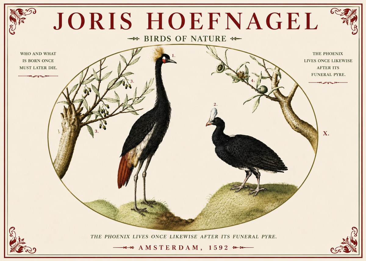 Joris Hoefnagel Birds of Nature No5 - Póster