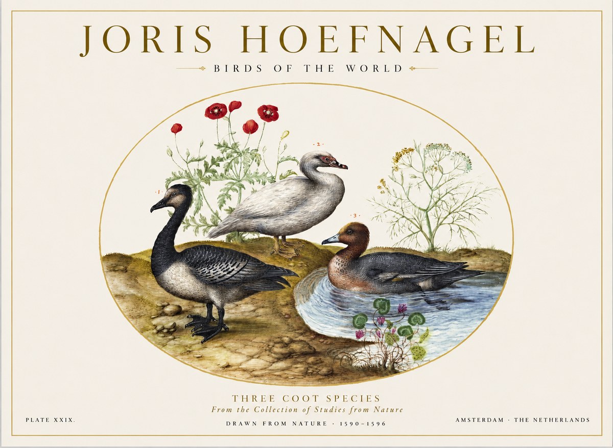 Joris Hoefnagel Three Coot Species No1 - Póster