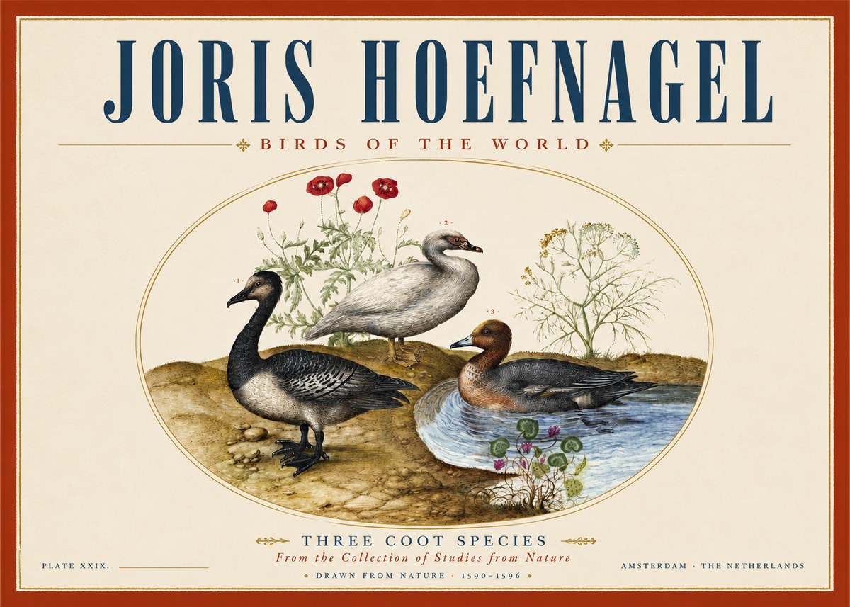 Joris Hoefnagel Three Coot Species No3 - Póster