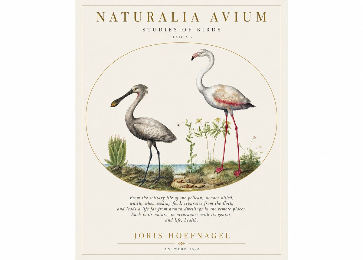 Joris Hoefnagel The Solitary Sanctuary of the Spoonbill and the Flamingo No2 - Póster