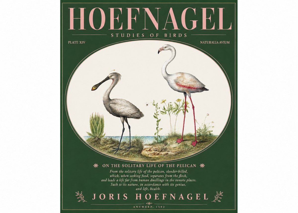 Joris Hoefnagel The Solitary Sanctuary of the Spoonbill and the Flamingo No3 - Póster