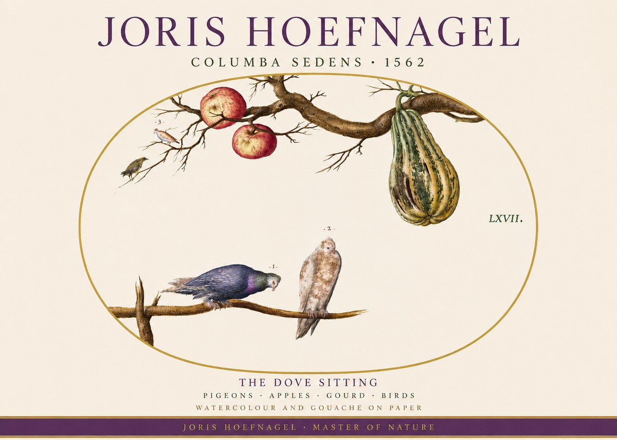 Joris Hoefnagel Pigeons Sitting. No4 - Póster
