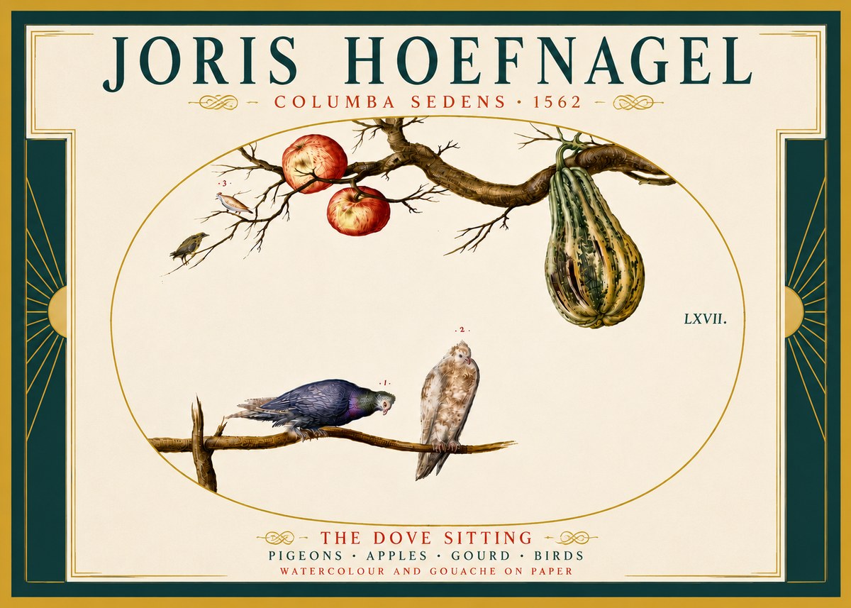 Joris Hoefnagel Pigeons Sitting. No6 - Póster