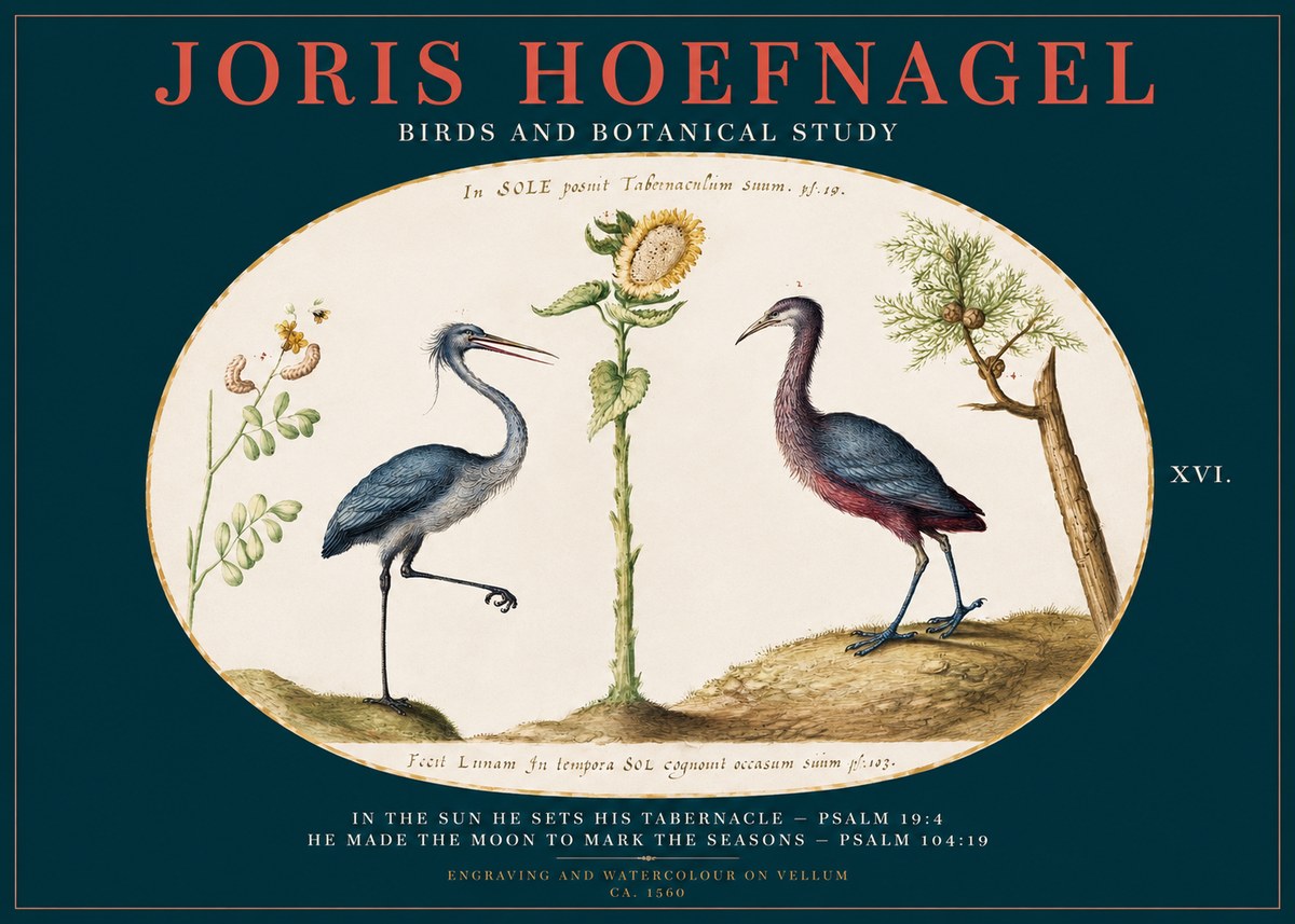 Joris Hoefnagel Birds and Plants Under the Sun No3 - Póster