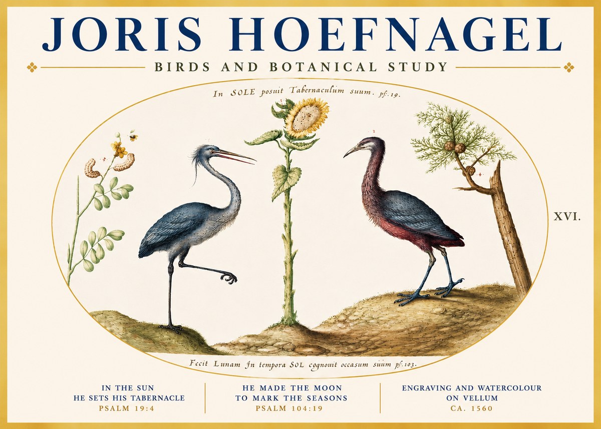 Joris Hoefnagel Birds and Plants Under the Sun No5 - Póster