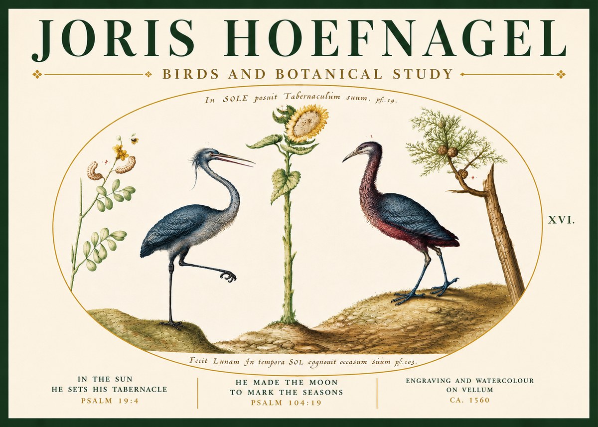 Joris Hoefnagel Birds and Plants Under the Sun No6 - Póster