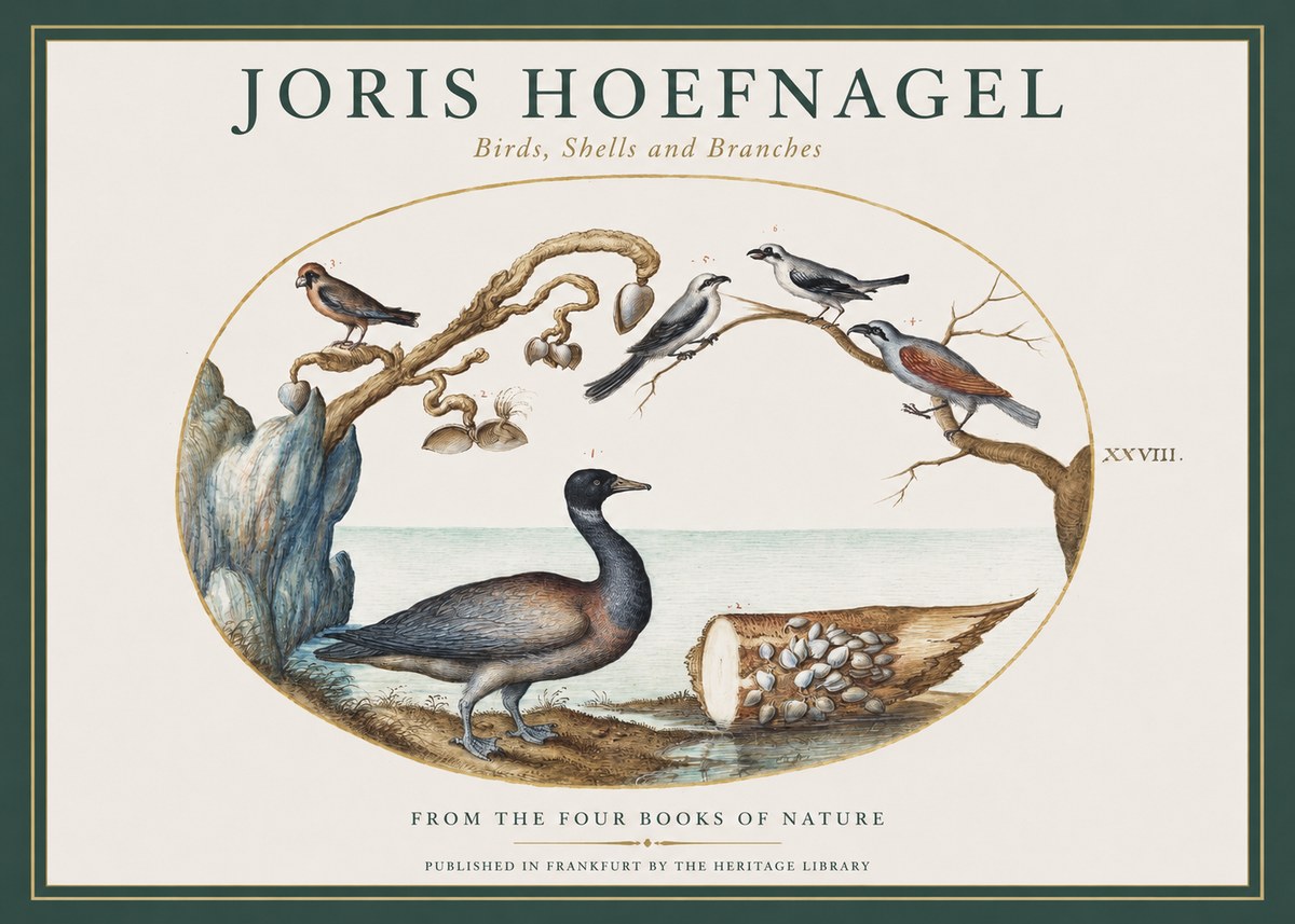 Joris Hoefnagel Birds, Shells and Branches No1 - Póster