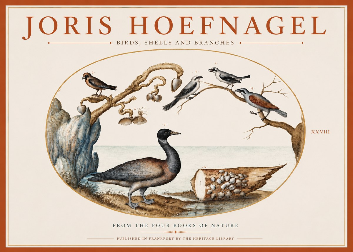 Joris Hoefnagel Birds, Shells and Branches No3 - Póster