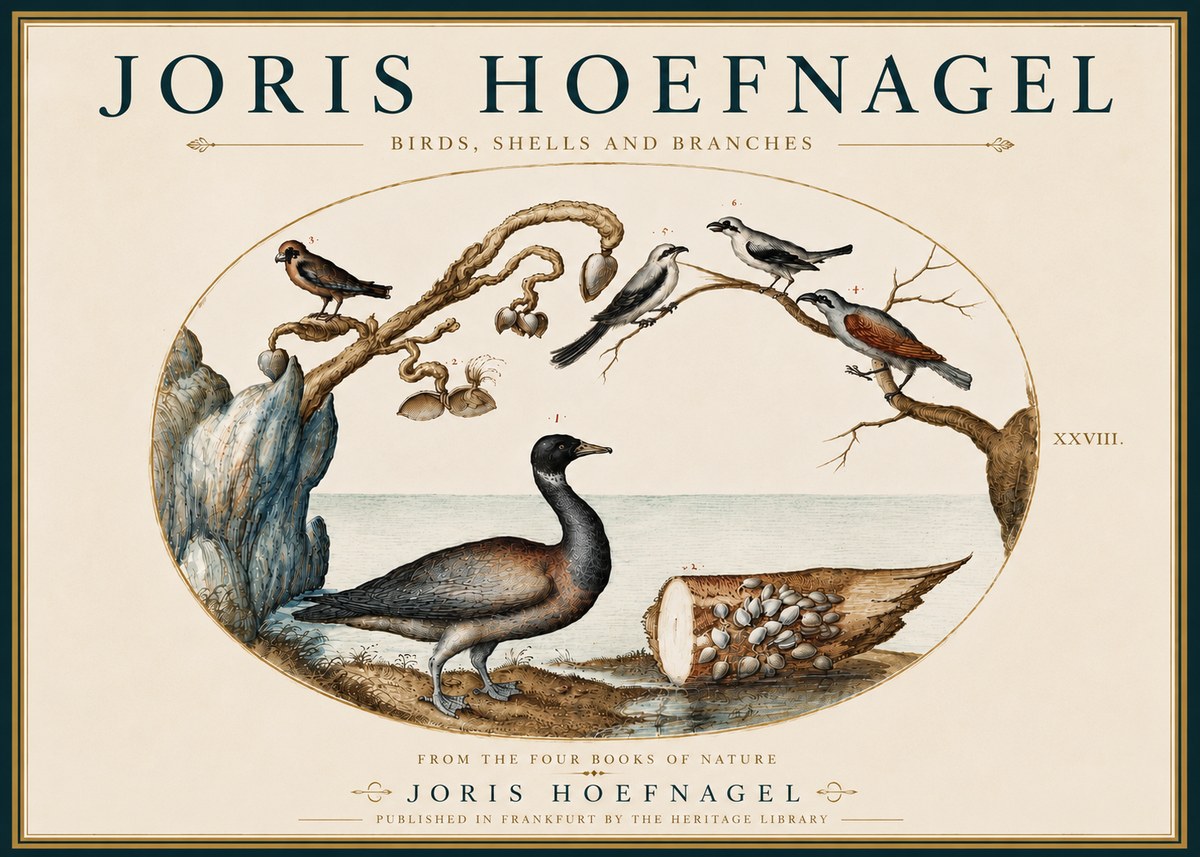Joris Hoefnagel Birds, Shells and Branches No5 - Póster