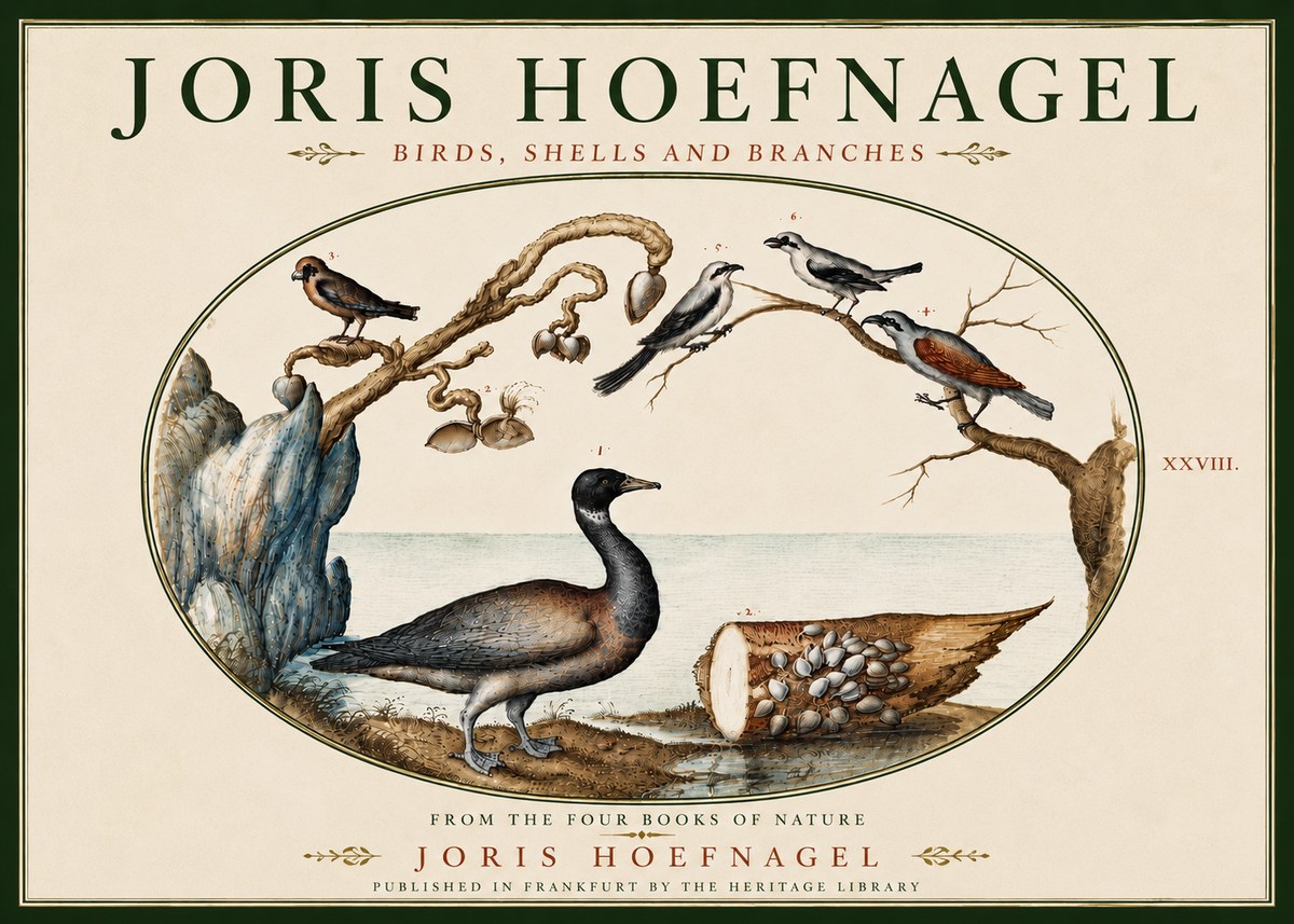 Joris Hoefnagel Birds, Shells and Branches No6 - Póster