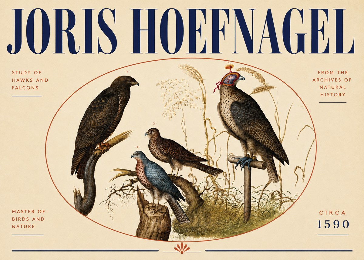 Joris Hoefnagel Studies of Hawks and Falcons No5 - Póster