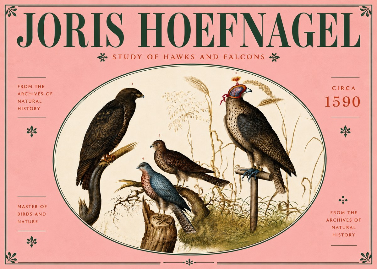 Joris Hoefnagel Studies of Hawks and Falcons No6 - Póster