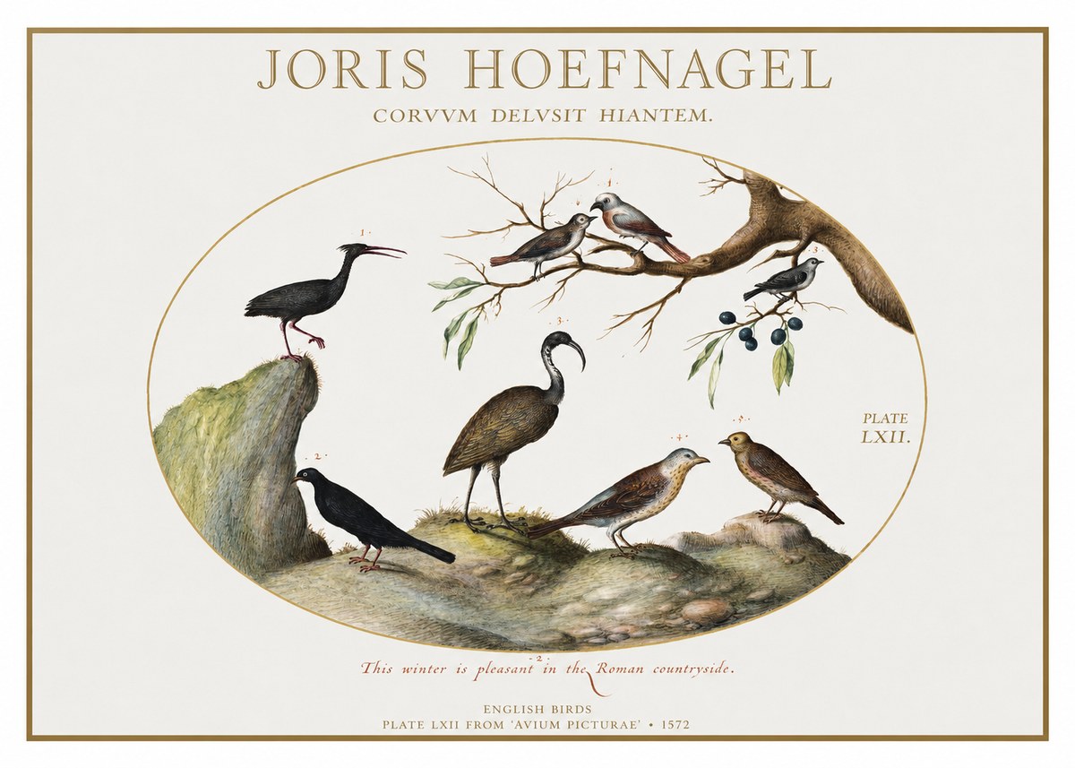 Joris Hoefnagel English Birds Plate Lxii No1 - Póster