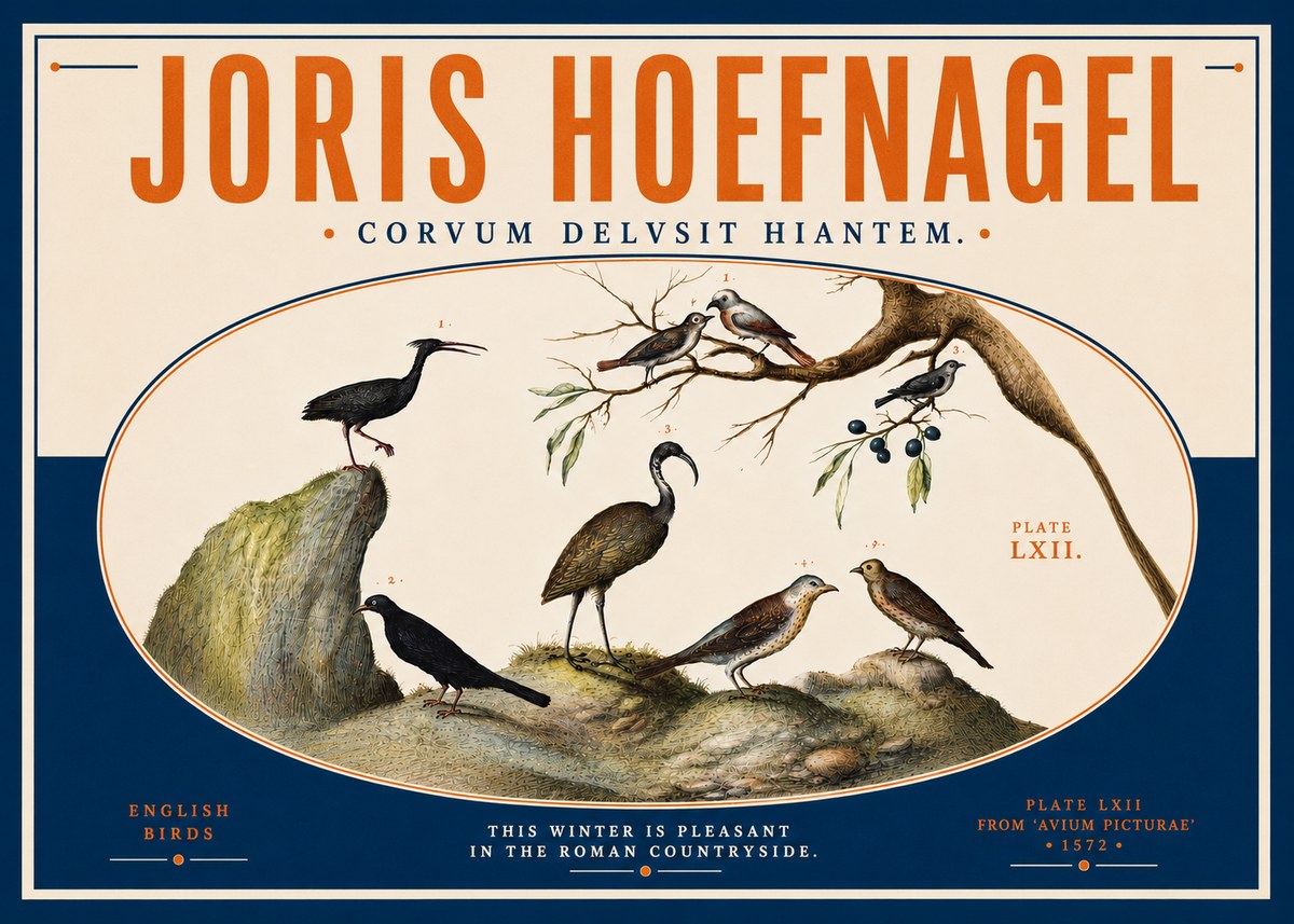 Joris Hoefnagel English Birds Plate Lxii No5 - Póster