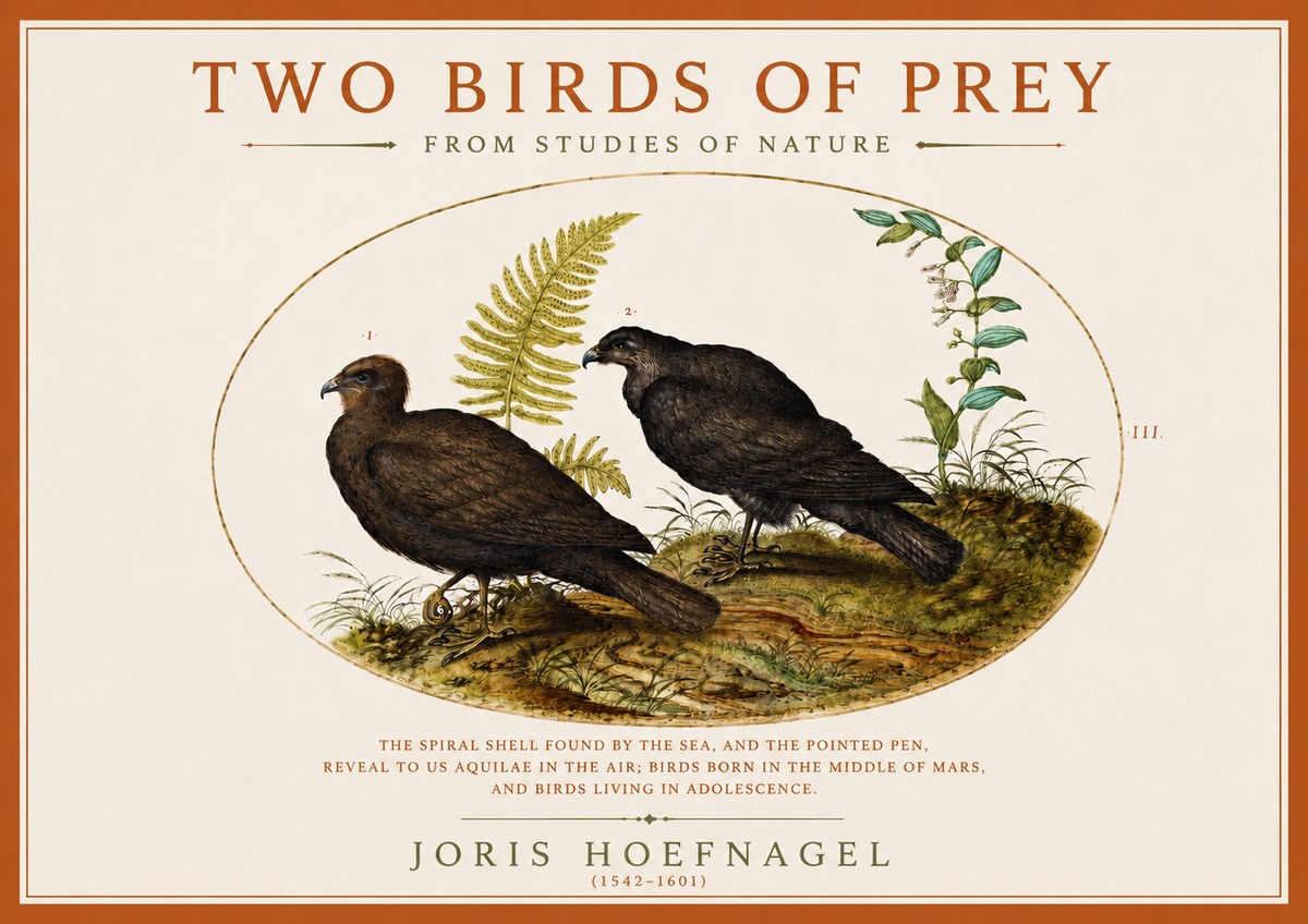Joris Hoefnagel Two Birds of Prey - from Studies of Nature No3 - Póster