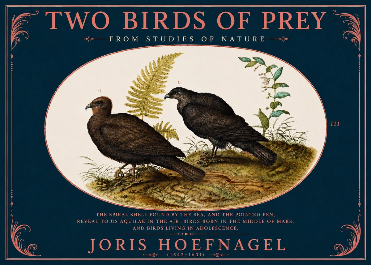 Joris Hoefnagel Two Birds of Prey - from Studies of Nature No4 - Póster