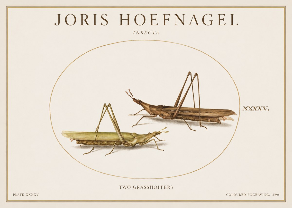 Joris Hoefnagel Two Grasshoppers No1 - Póster