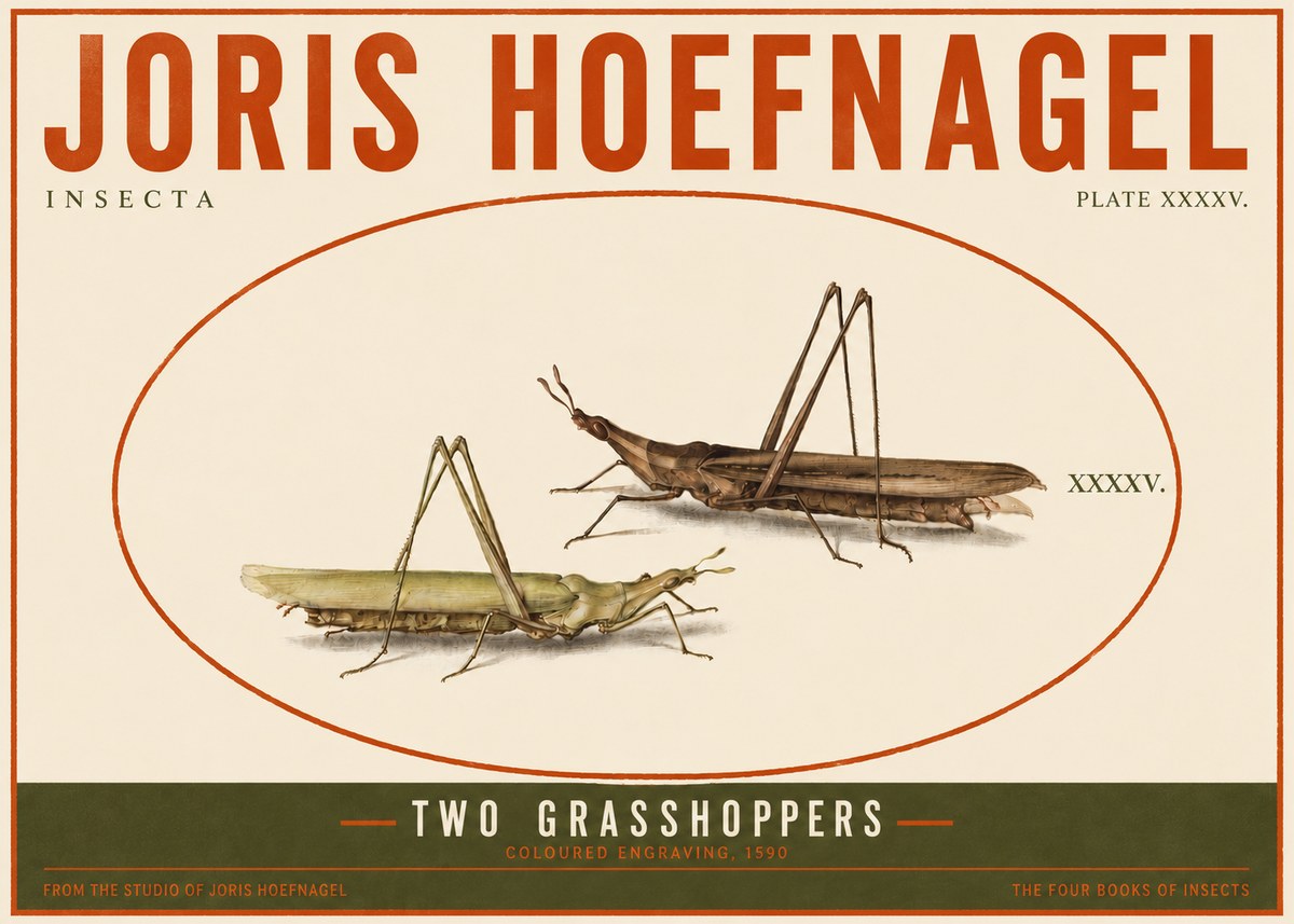 Joris Hoefnagel Two Grasshoppers No4 - Póster
