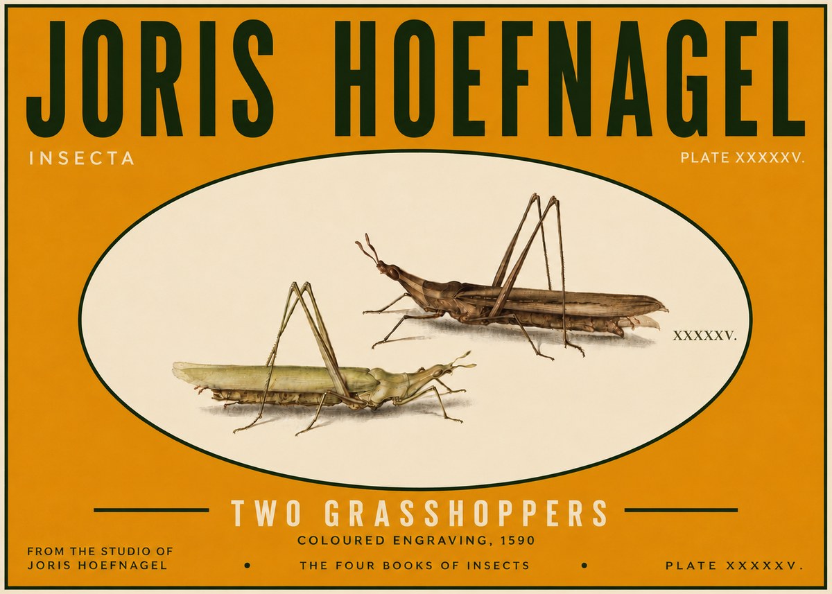 Joris Hoefnagel Two Grasshoppers No6 - Póster