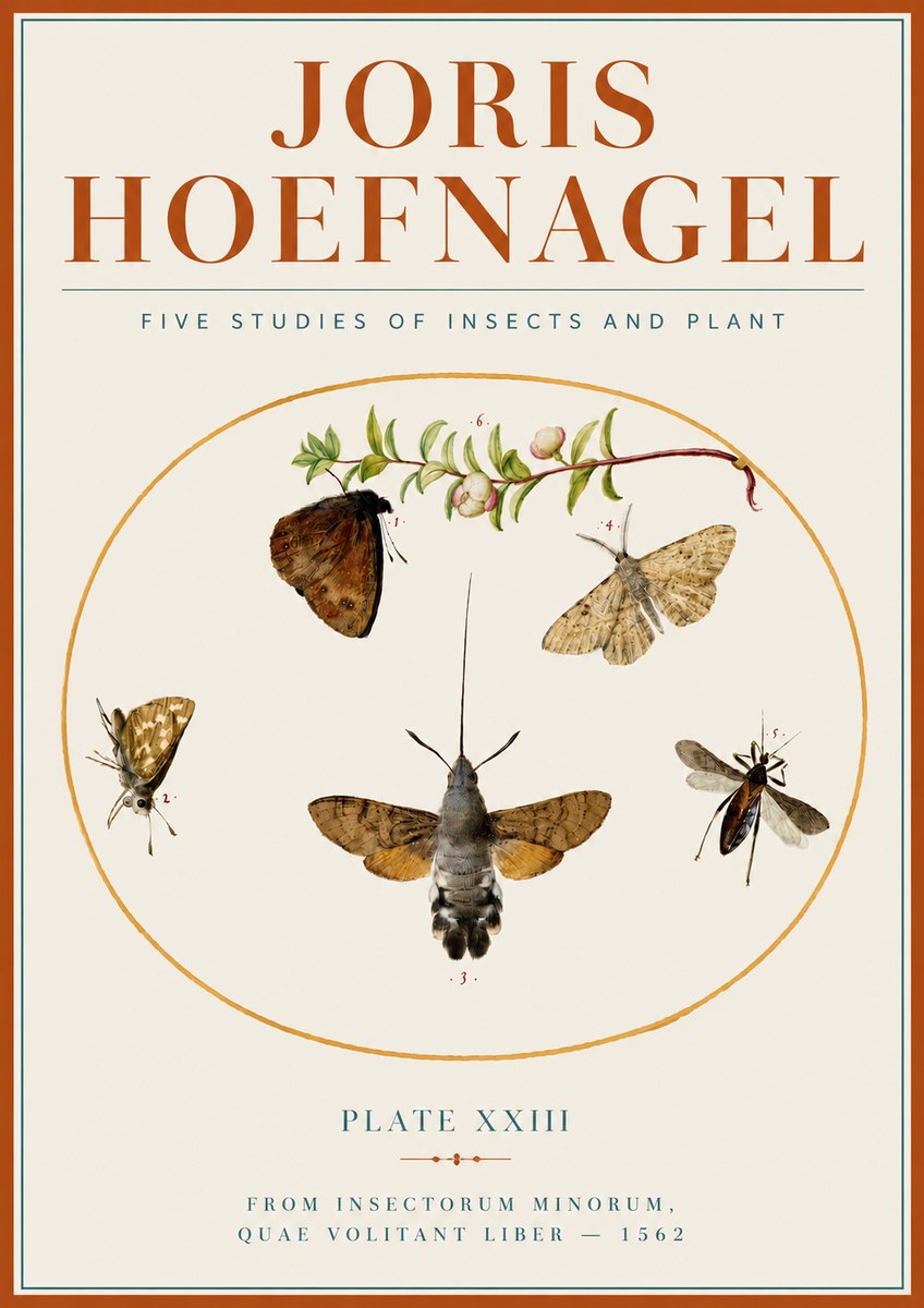 Joris Hoefnagel Five Studies of Insects and Plant No4 - Póster