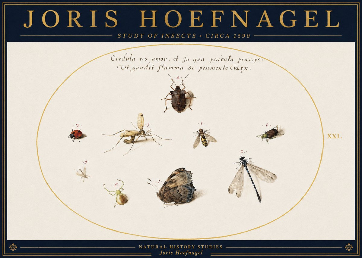 Joris Hoefnagel Study of Insects • Circa 1590 No4 - Póster