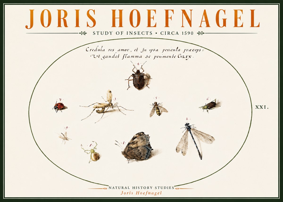 Joris Hoefnagel Study of Insects • Circa 1590 No6 - Póster