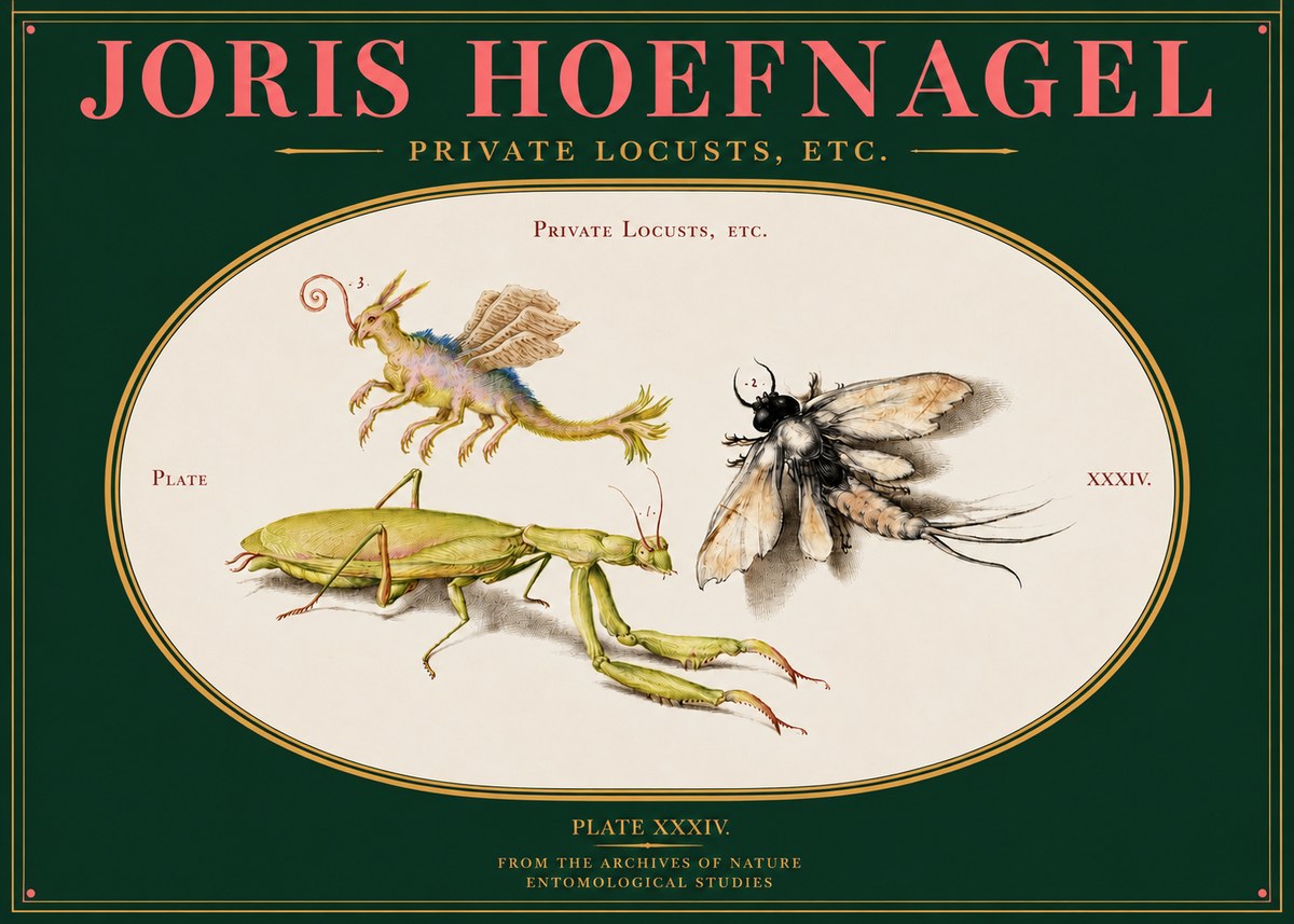 Joris Hoefnagel Privs Locvsta Bovem. No4 - Póster