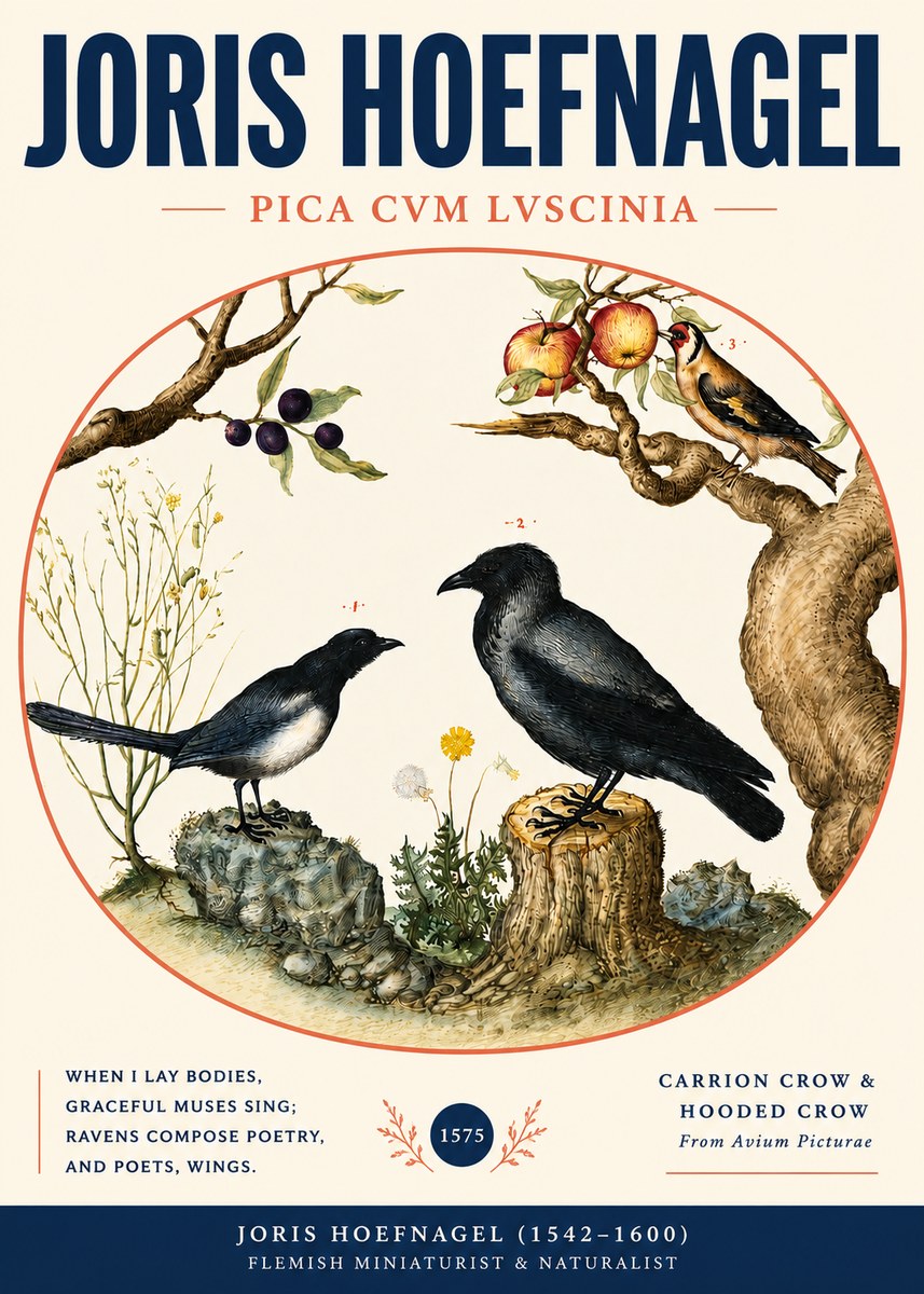 Joris Hoefnagel Carrion Crow & Hooded Crow No3 - Póster