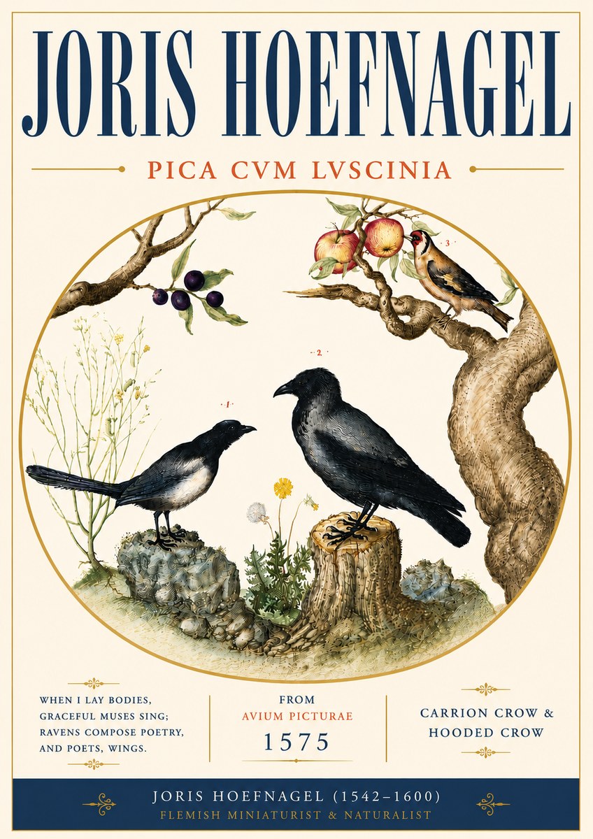 Joris Hoefnagel Carrion Crow & Hooded Crow No6 - Póster