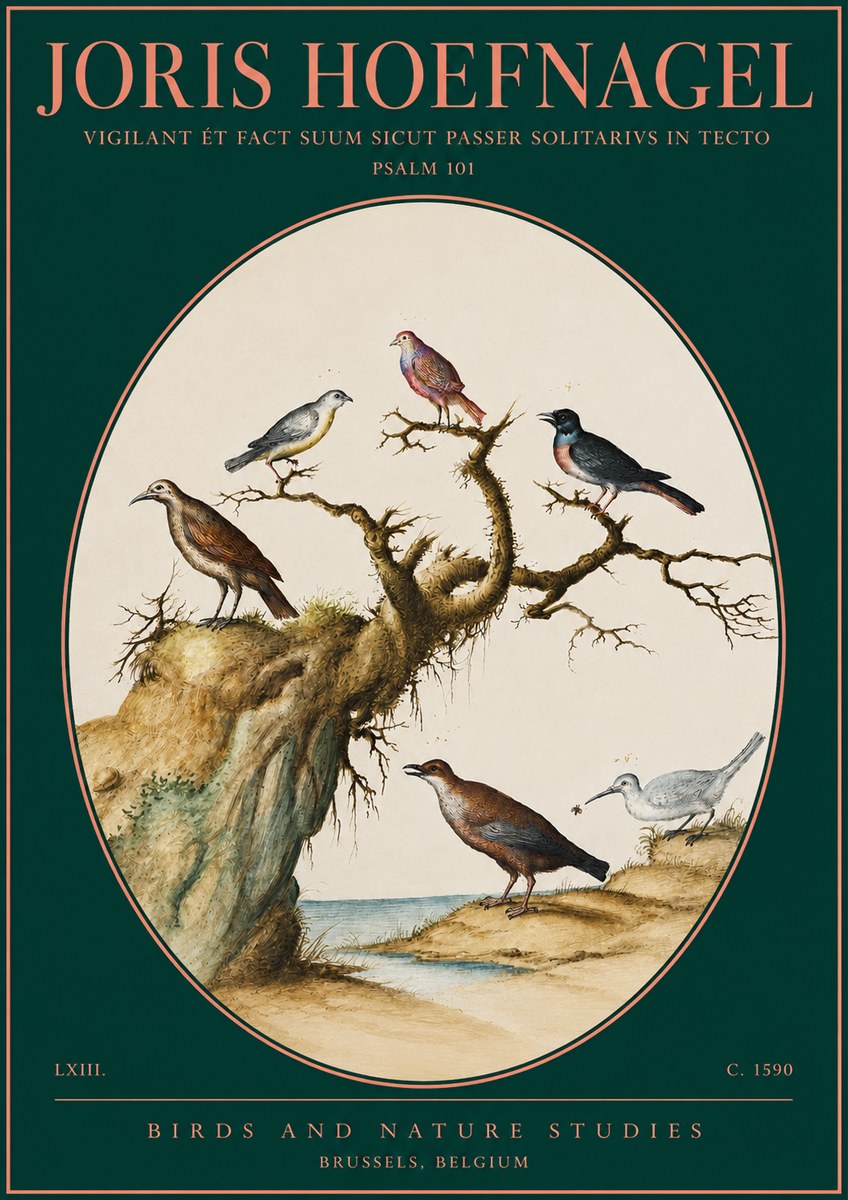 Joris Hoefnagel Vigilant Et Fact Suum Sicut Passer Solitarius in Tecto No4 - Póster