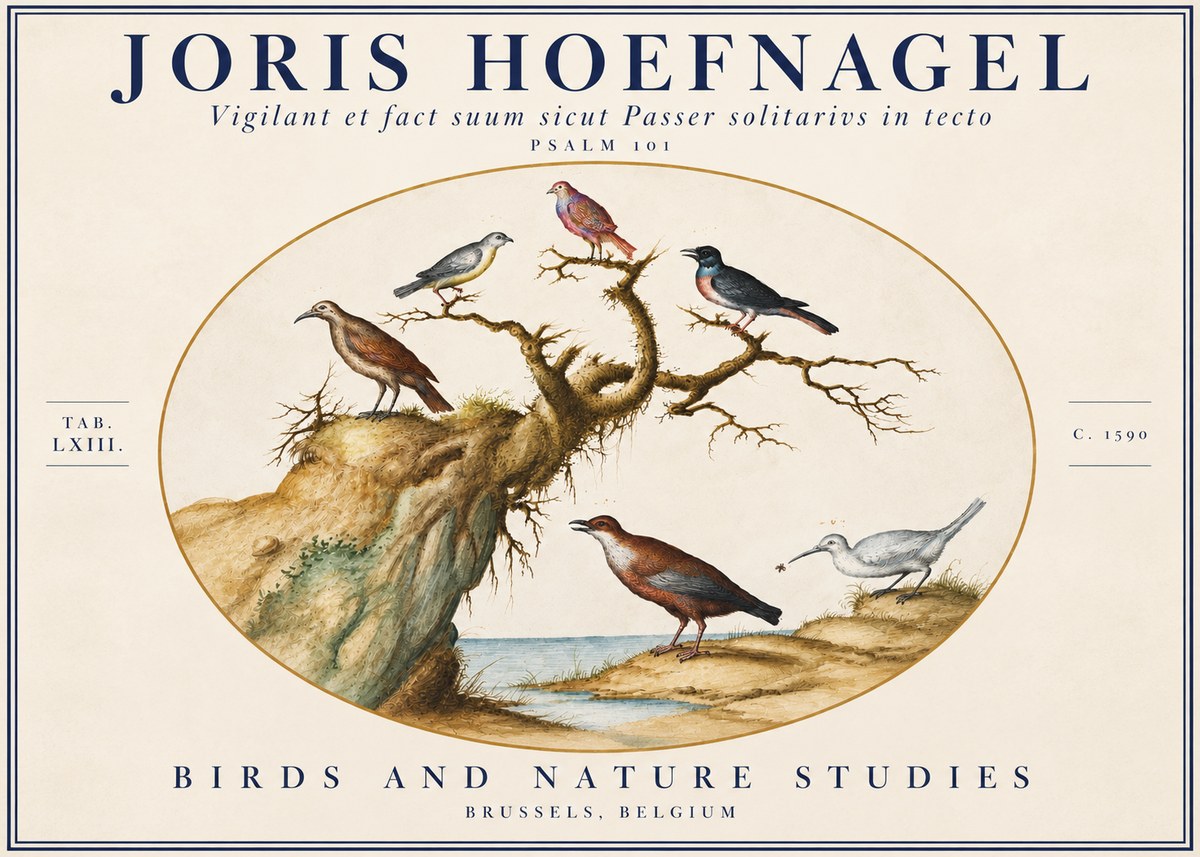 Joris Hoefnagel Vigilant Et Fact Suum Sicut Passer Solitarius in Tecto No5 - Póster
