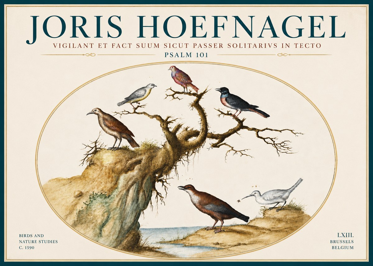 Joris Hoefnagel Vigilant Et Fact Suum Sicut Passer Solitarius in Tecto No6 - Póster