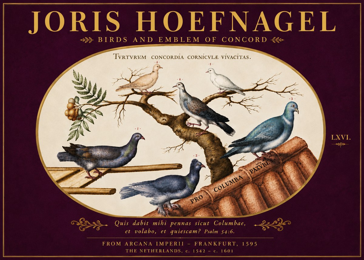 Joris Hoefnagel Birds and Emblem of Concord No5 - Póster