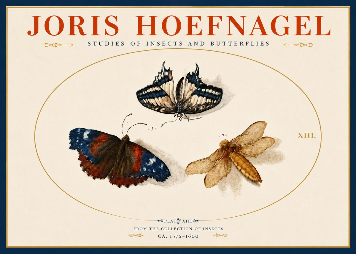 Joris Hoefnagel Studies of Insects - Plate Xiii No5 - Póster