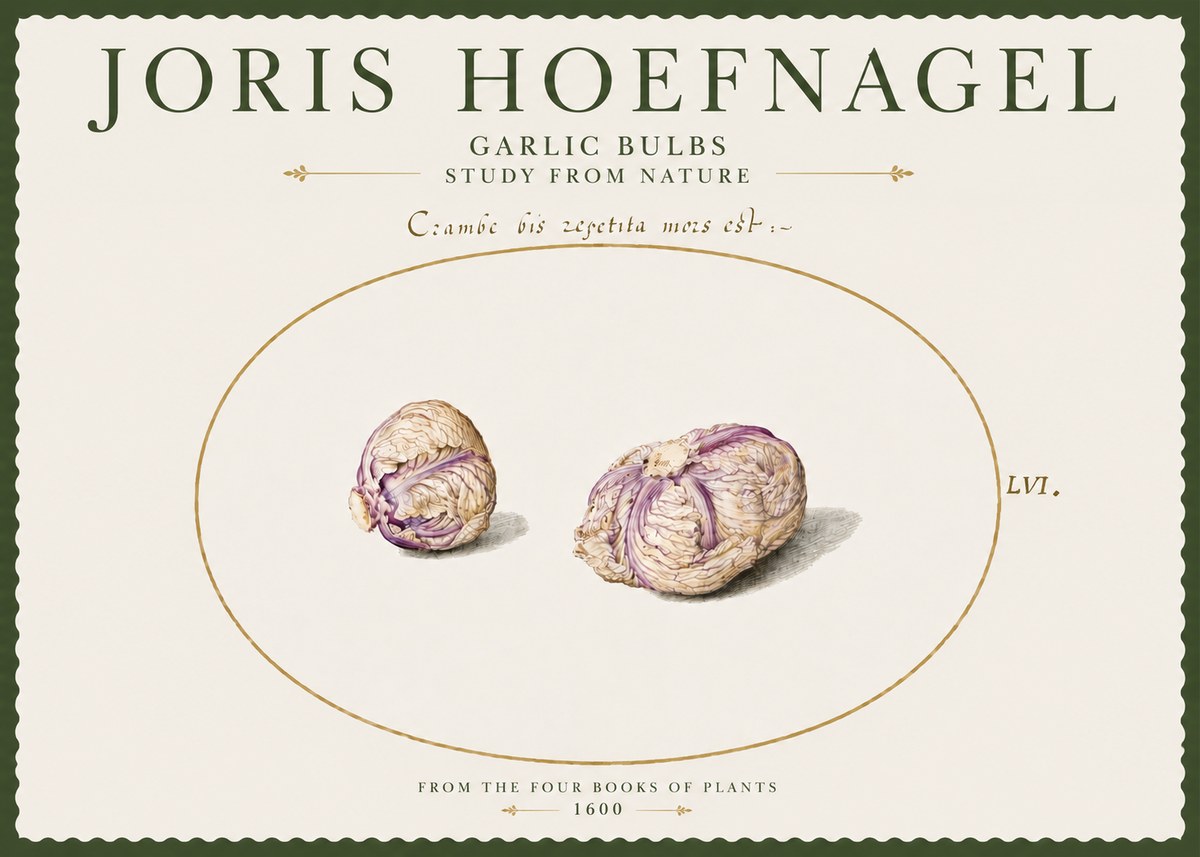 Joris Hoefnagel Garlic Bulbs Study from Nature No4 - Póster
