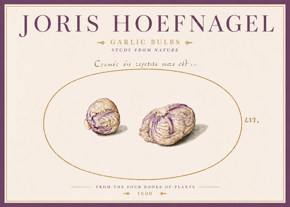 Joris Hoefnagel Garlic Bulbs Study from Nature No5 - Póster