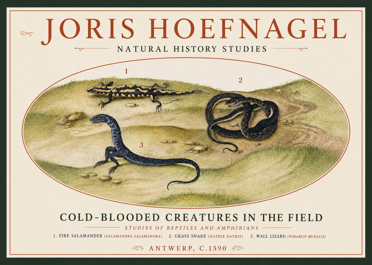 Joris Hoefnagel Cold-blooded Creatures in the Field No4 - Póster
