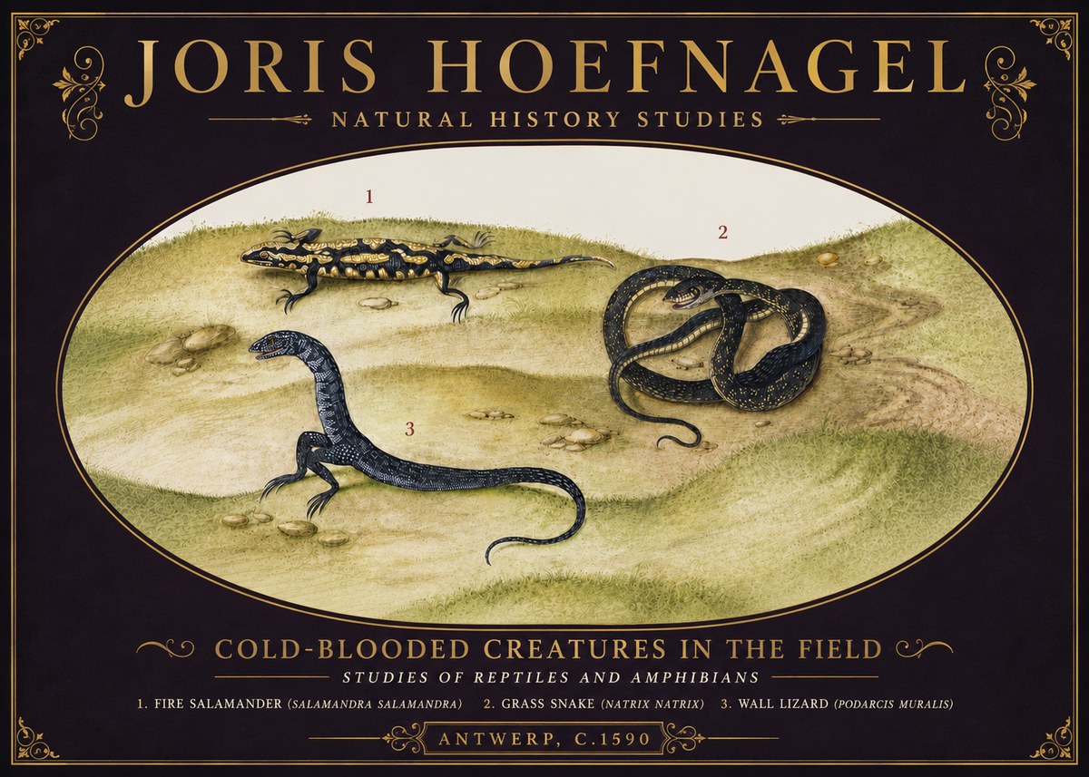 Joris Hoefnagel Cold-blooded Creatures in the Field No6 - Póster