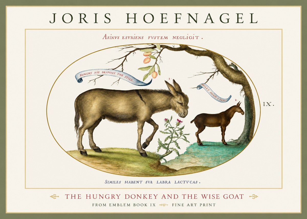 Joris Hoefnagel The Hungry Donkey and the Wise Goat No1 - Póster
