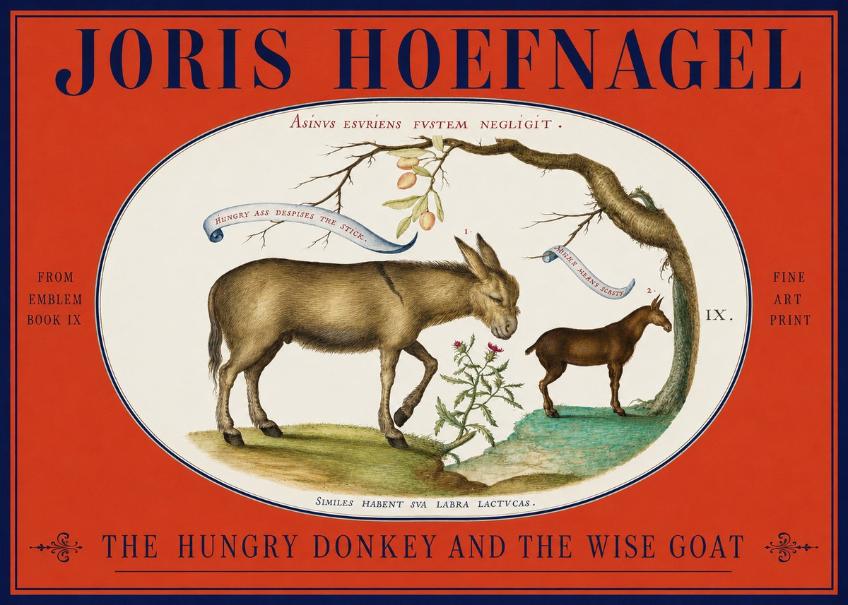 Joris Hoefnagel The Hungry Donkey and the Wise Goat No2 - Póster