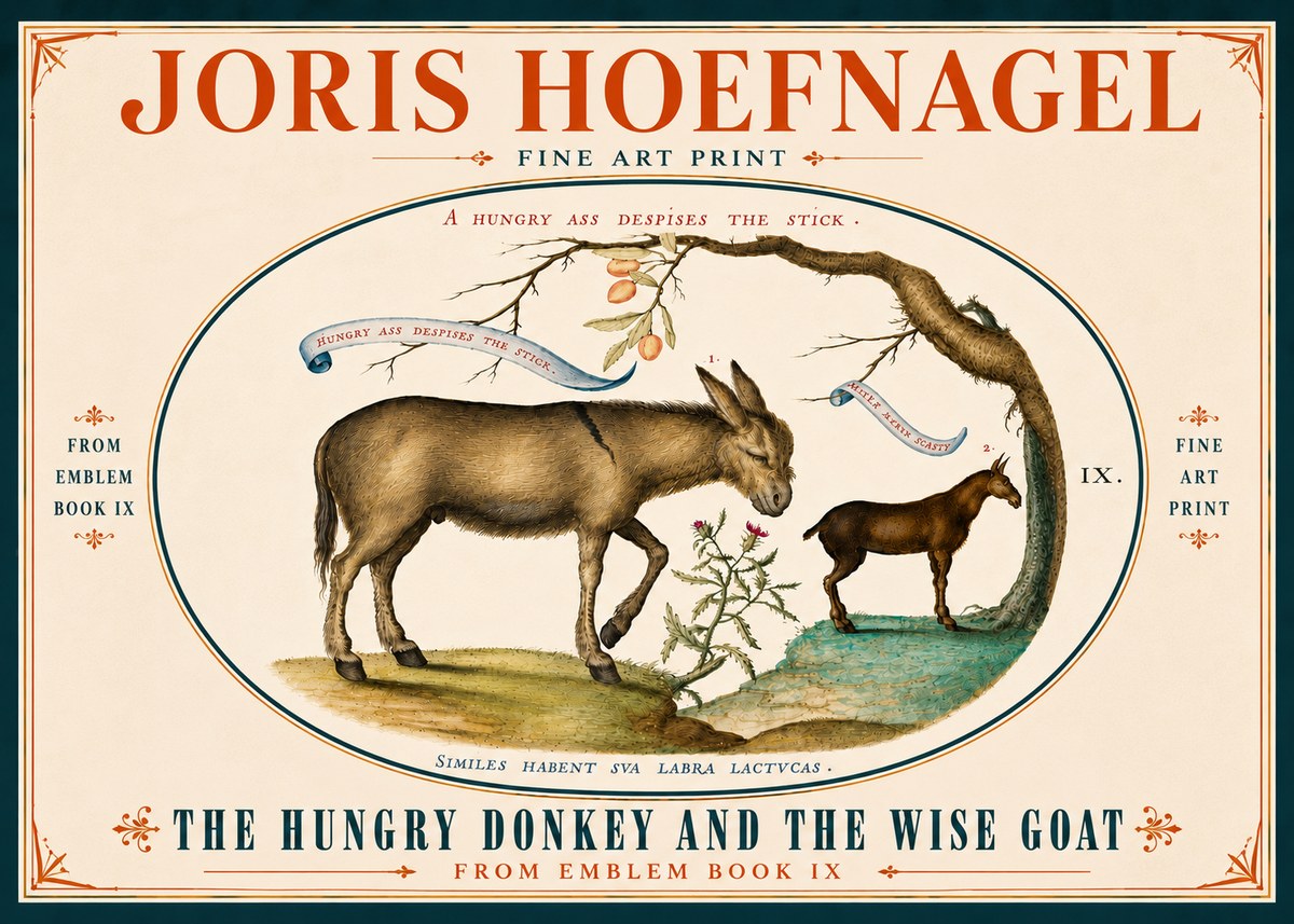 Joris Hoefnagel The Hungry Donkey and the Wise Goat No6 - Póster