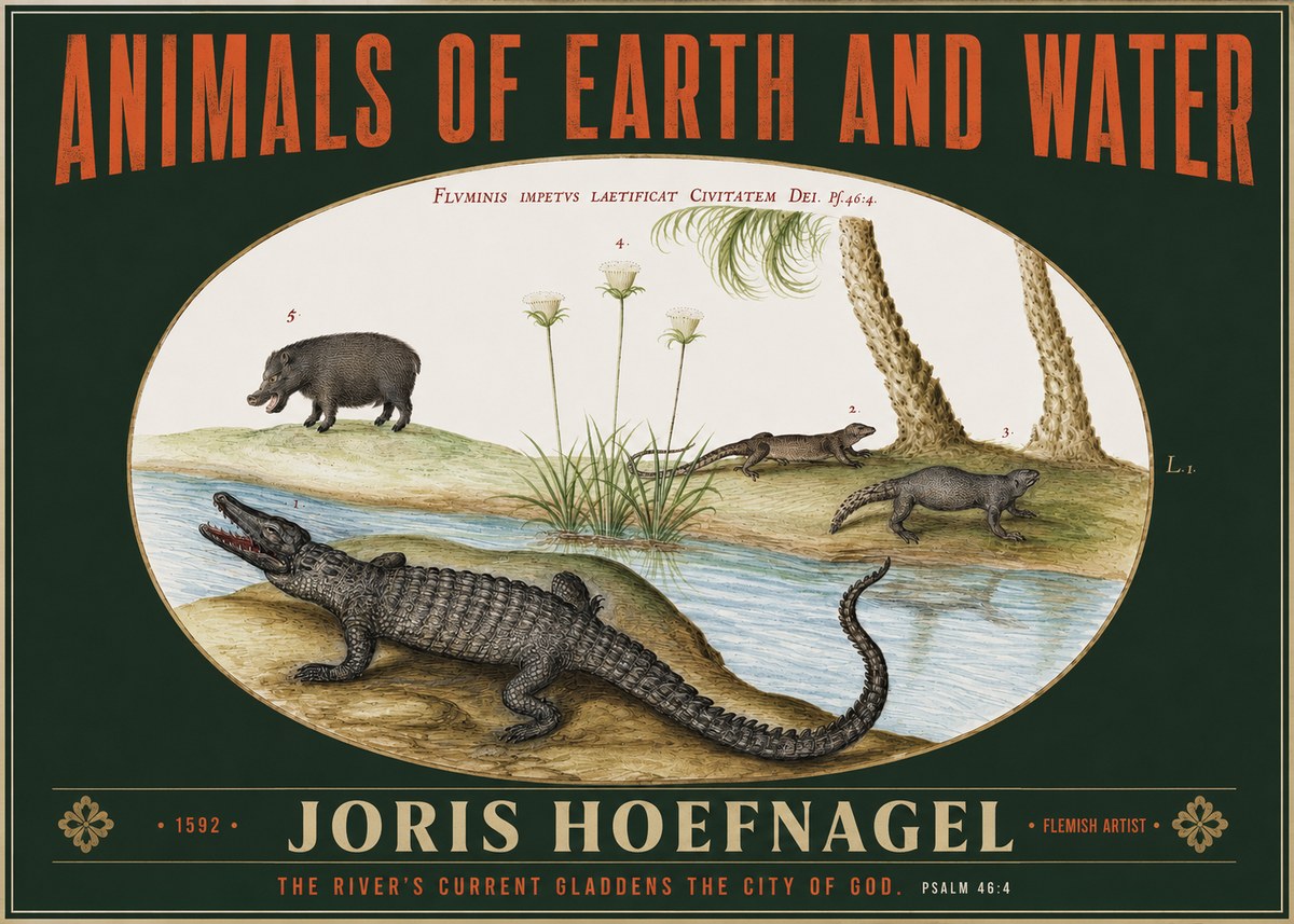 Joris Hoefnagel Animals of Earth and Water No2 - Póster