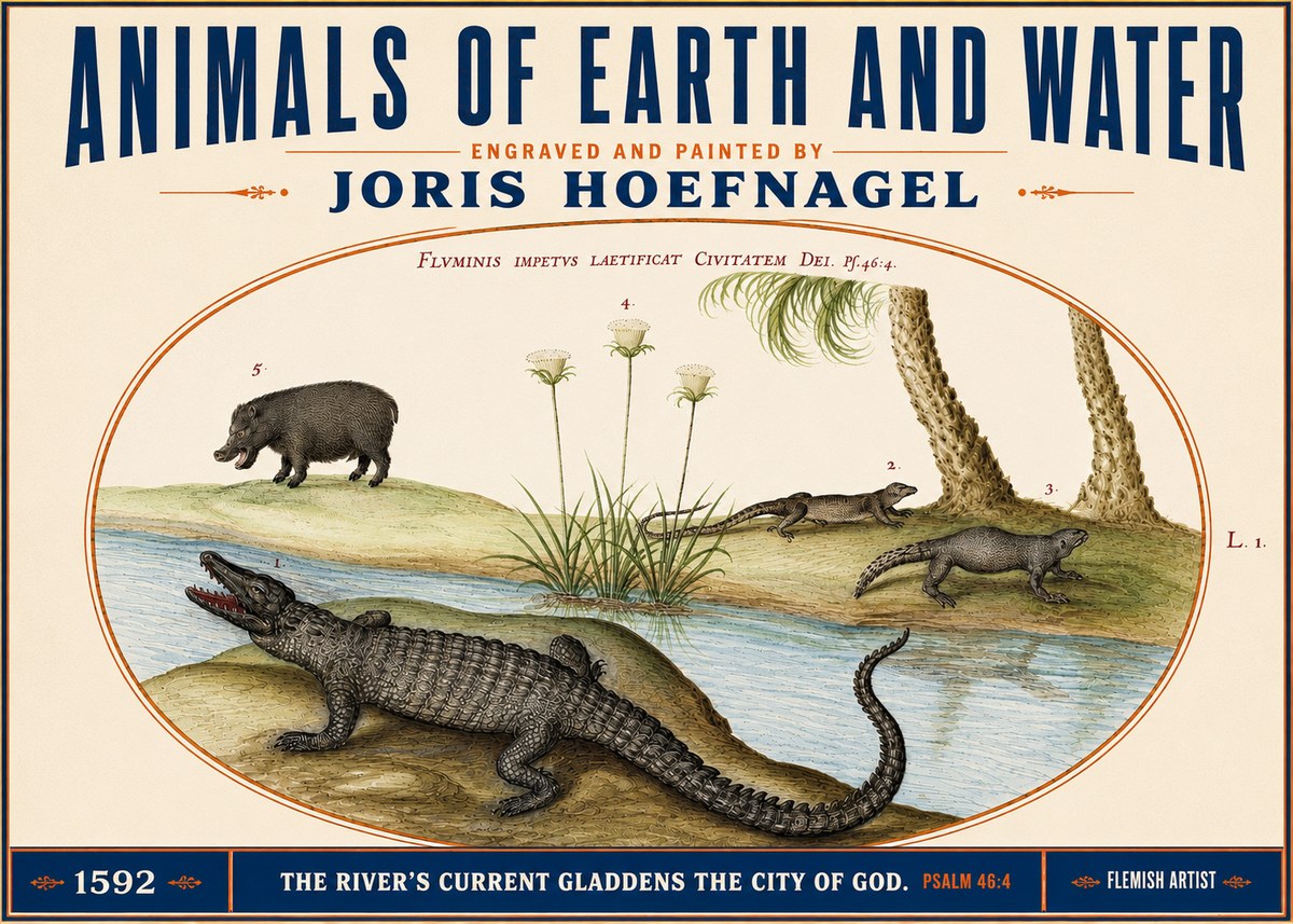 Joris Hoefnagel Animals of Earth and Water No3 - Póster