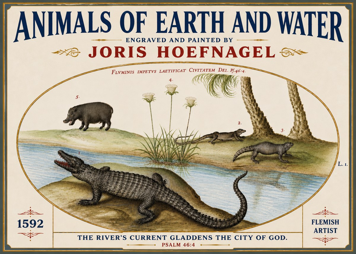 Joris Hoefnagel Animals of Earth and Water No6 - Póster