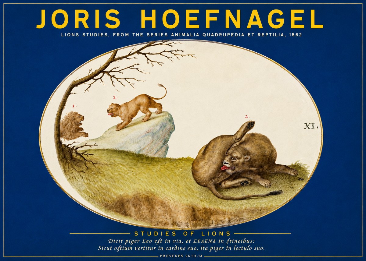 Joris Hoefnagel Lions Studies No2 - Póster