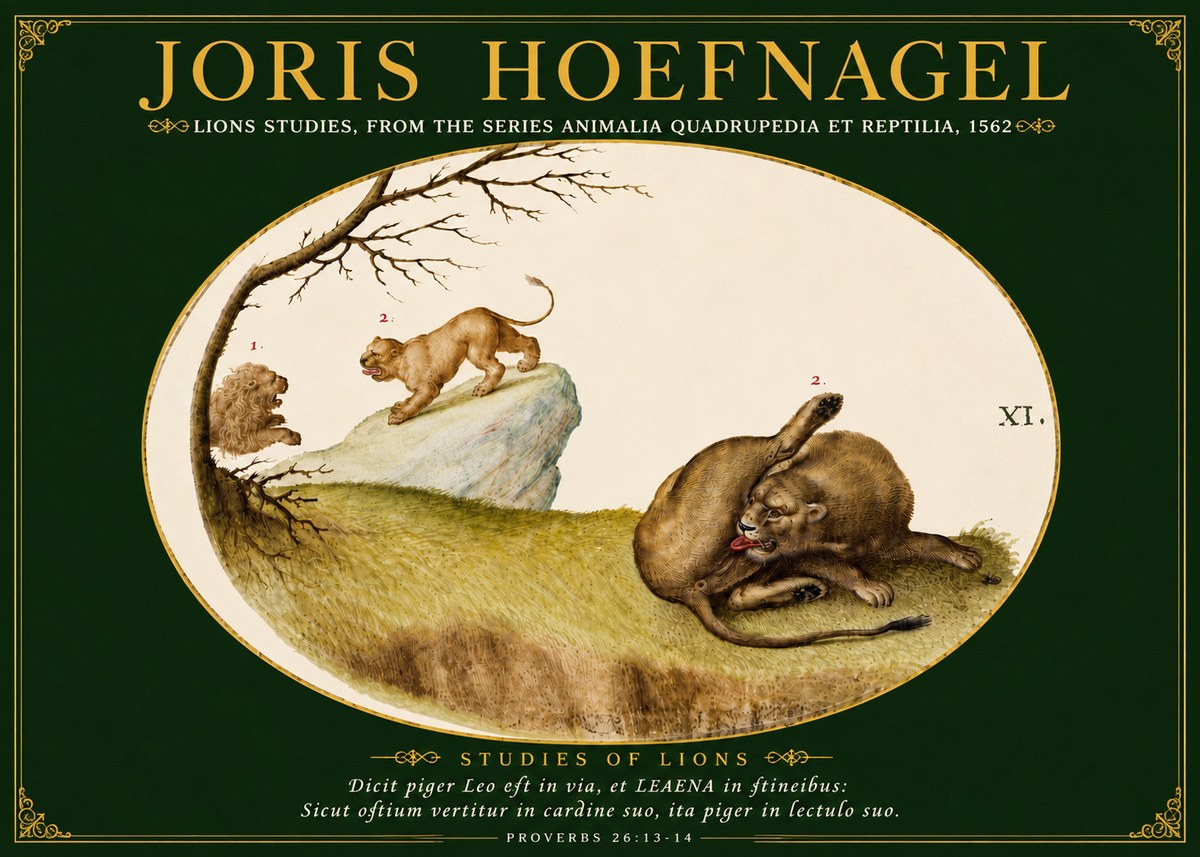 Joris Hoefnagel Lions Studies No5 - Póster